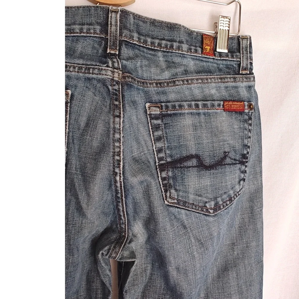 7 For All Mankind Bootcut Jeans 29 Blue Stretch Denim‎ Squiggle Y2K Low Rise